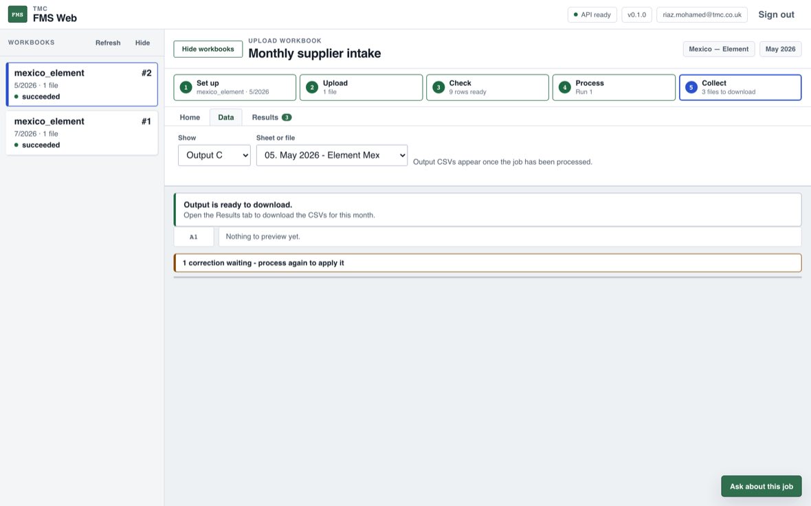 The same grid previewing a produced CSV